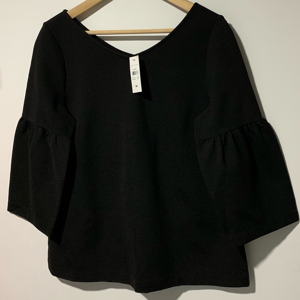 Black Bell-Sleeve Women’s Top